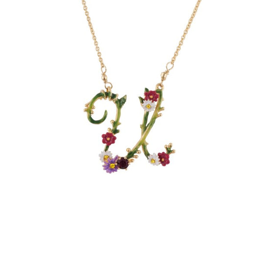 NECKLACE 38 4CM LETTRES FLORALES LETTER U