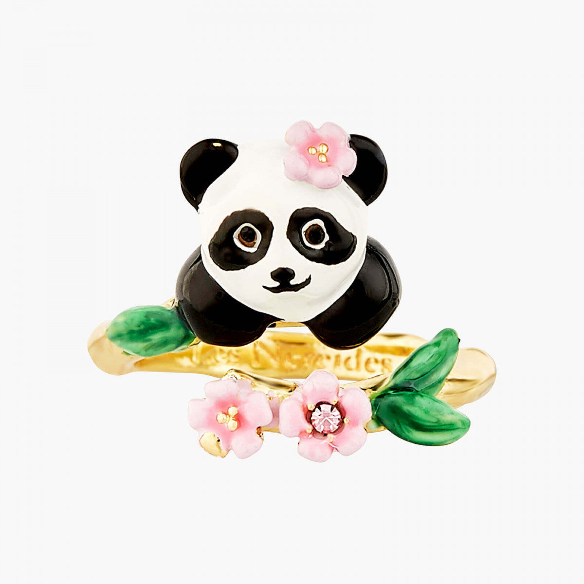 PANDA AND FLOWERS ADJUSTABLE RING