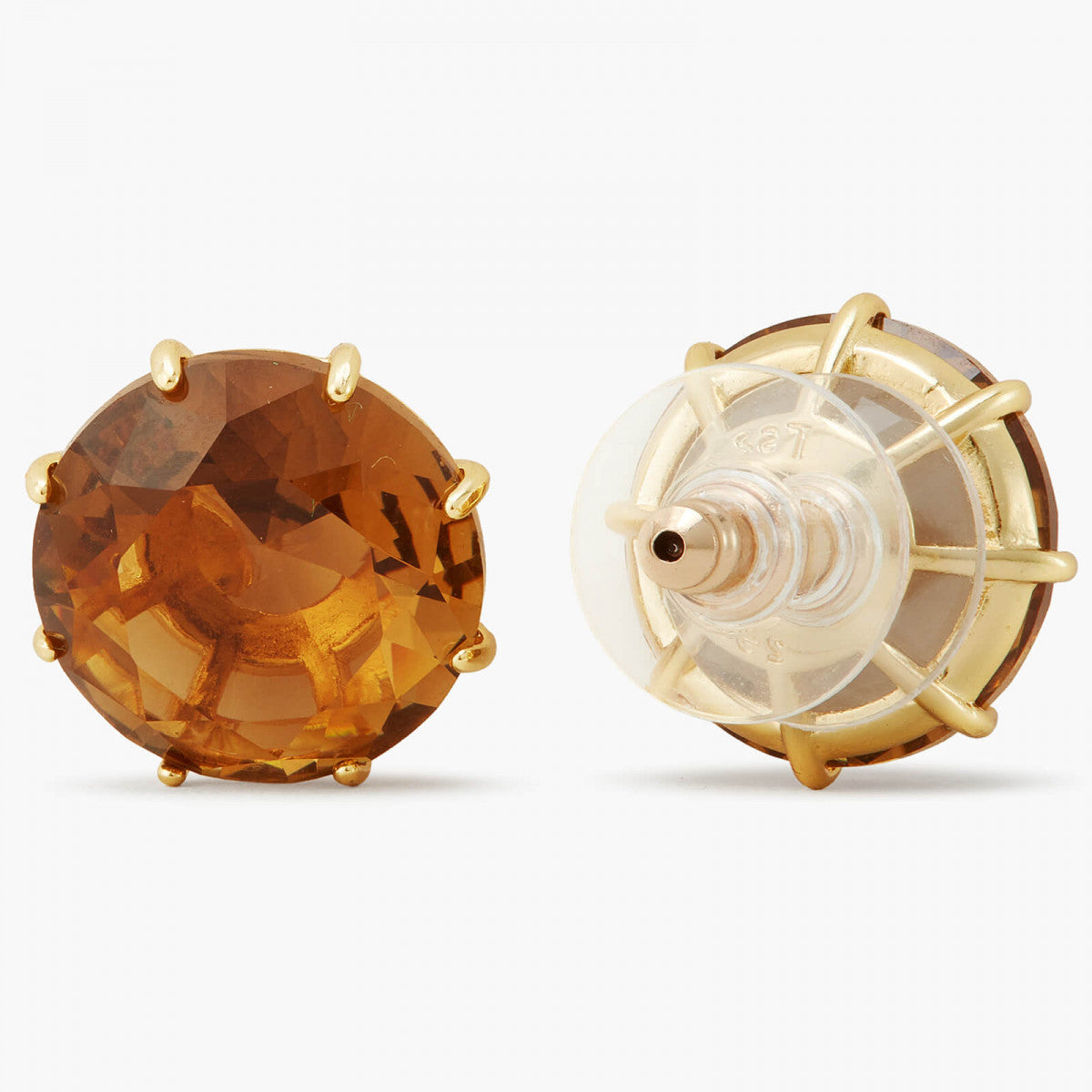 GOLDEN BROWN DIAMANTINE ROUND POST EARRINGS