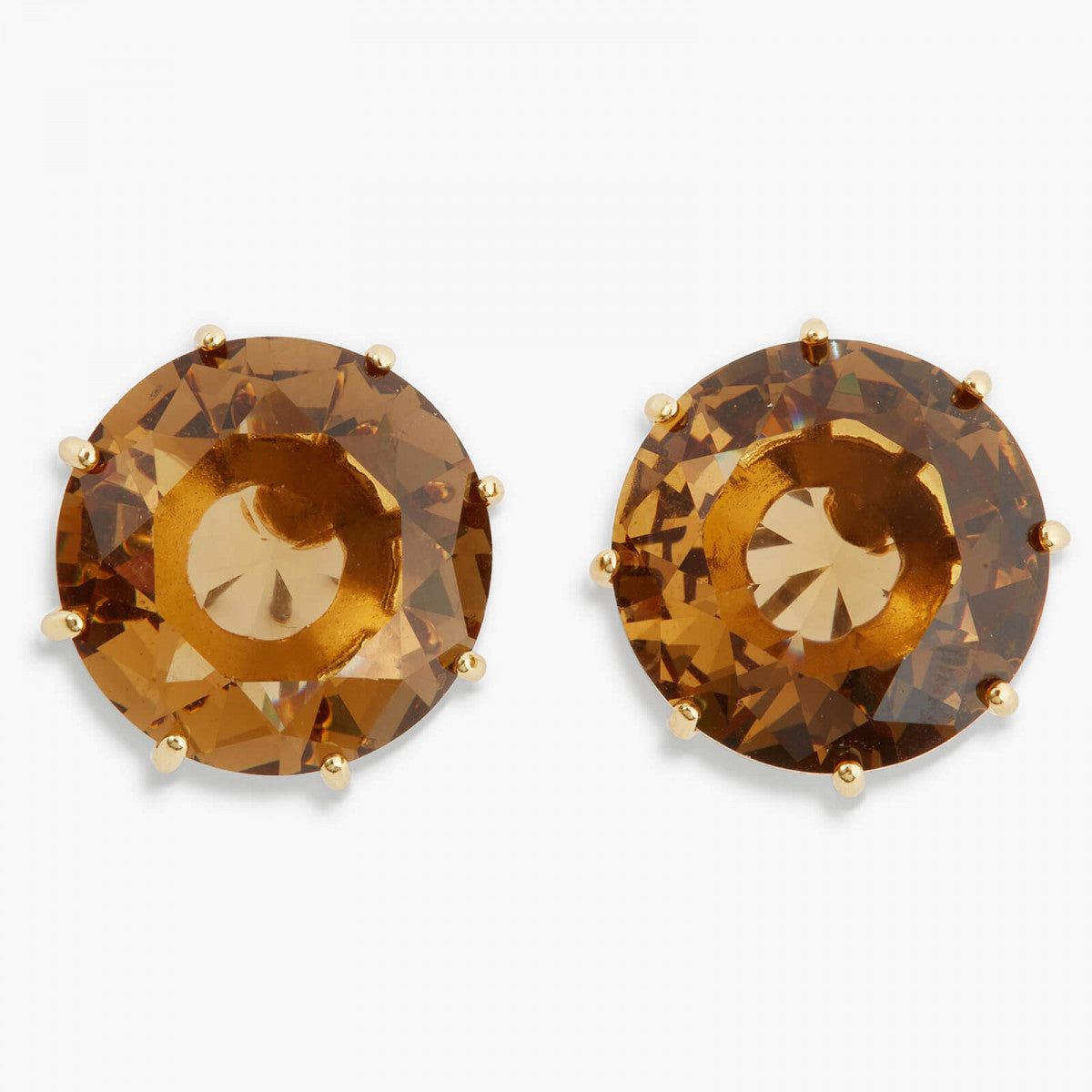 GOLDEN BROWN DIAMANTINE ROUND POST EARRINGS