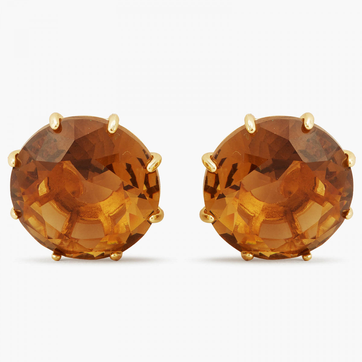 GOLDEN BROWN DIAMANTINE ROUND POST EARRINGS