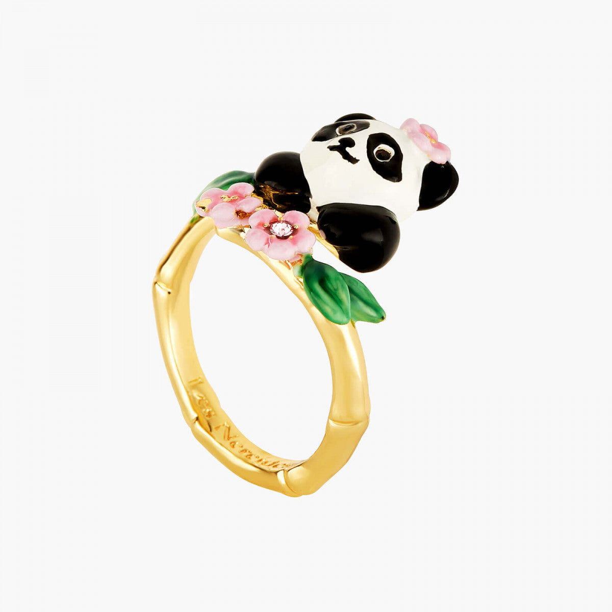 PANDA AND FLOWERS ADJUSTABLE RING