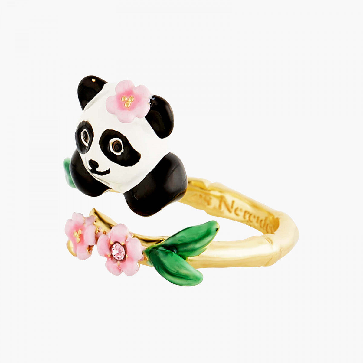 PANDA AND FLOWERS ADJUSTABLE RING