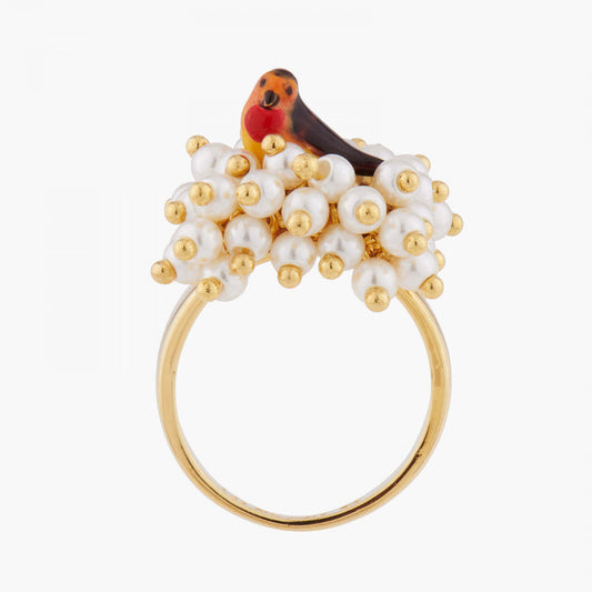 ROBIN AND PEARL NEST COCKTAIL RING