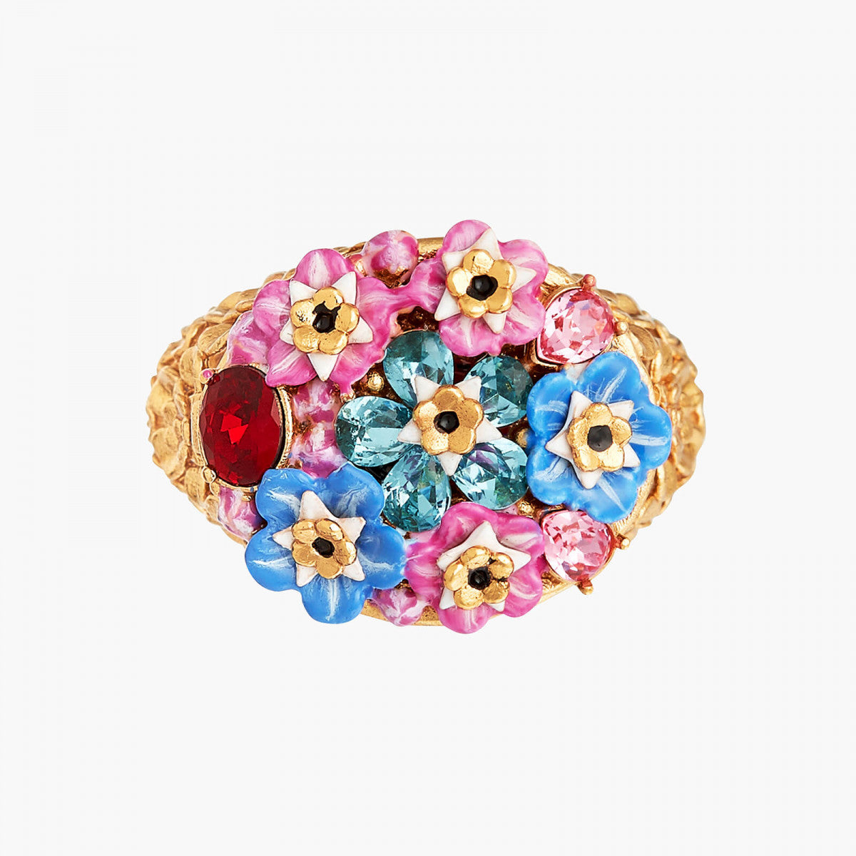 FORGET-ME-NOT ROSEBUDS AND LADYBIRD HIDDEN SECRET MEDALLION RING