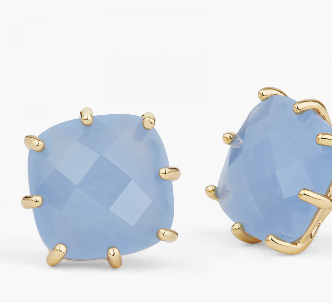 STUD EARRINGS SKY BLUE DIAMANTINE SQUARE STONE POST EARRINGS