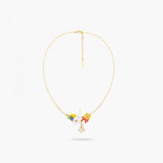 COLLAR NECKLACE EASTER CHICK AND RABBIT THIN NECKLACE