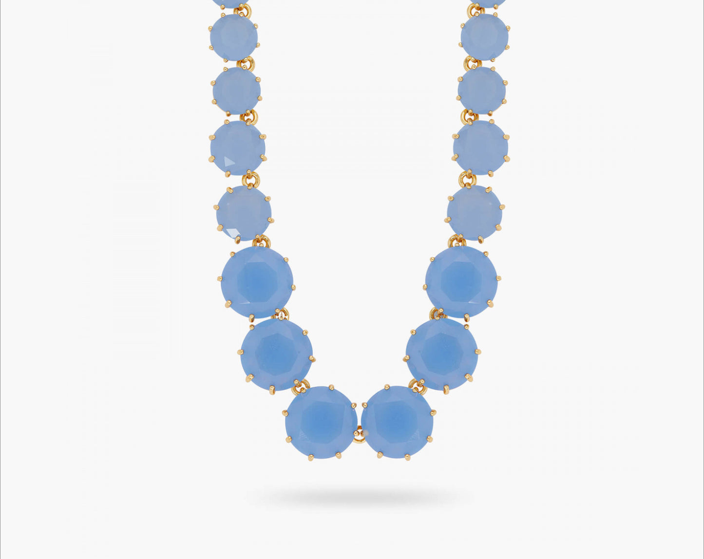 LONG NECKLACE SKY BLUE DIAMANTINE ROUND STONES LONG NECKLACE