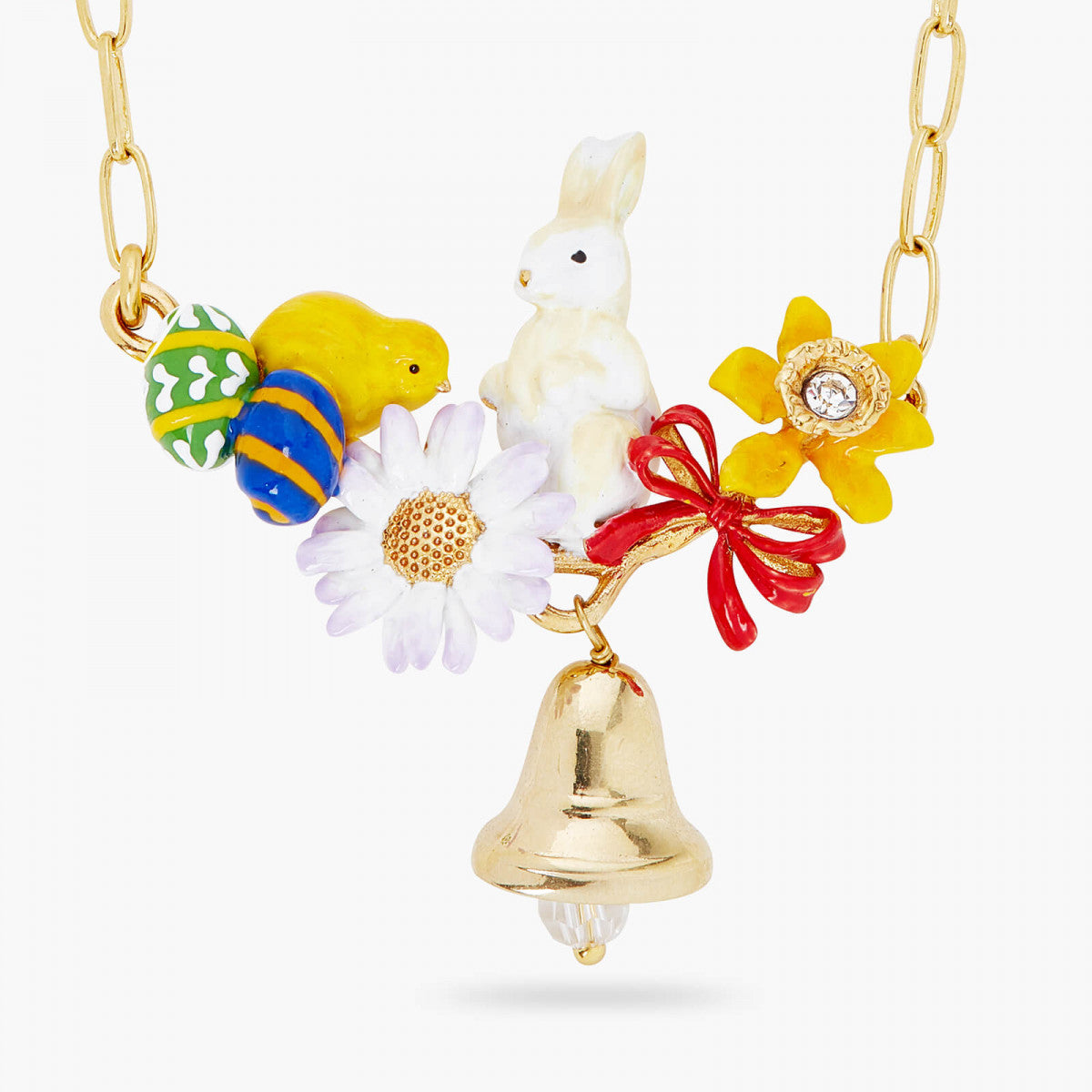 COLLAR NECKLACE EASTER CHICK AND RABBIT THIN NECKLACE