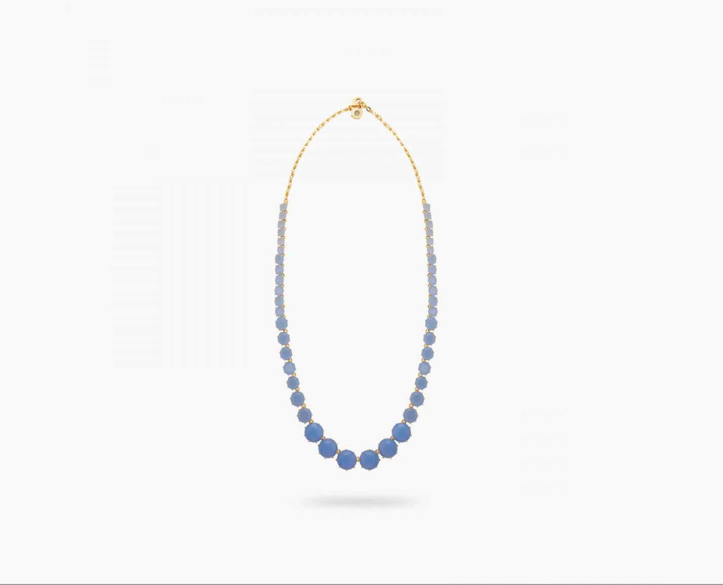 LONG NECKLACE SKY BLUE DIAMANTINE ROUND STONES LONG NECKLACE