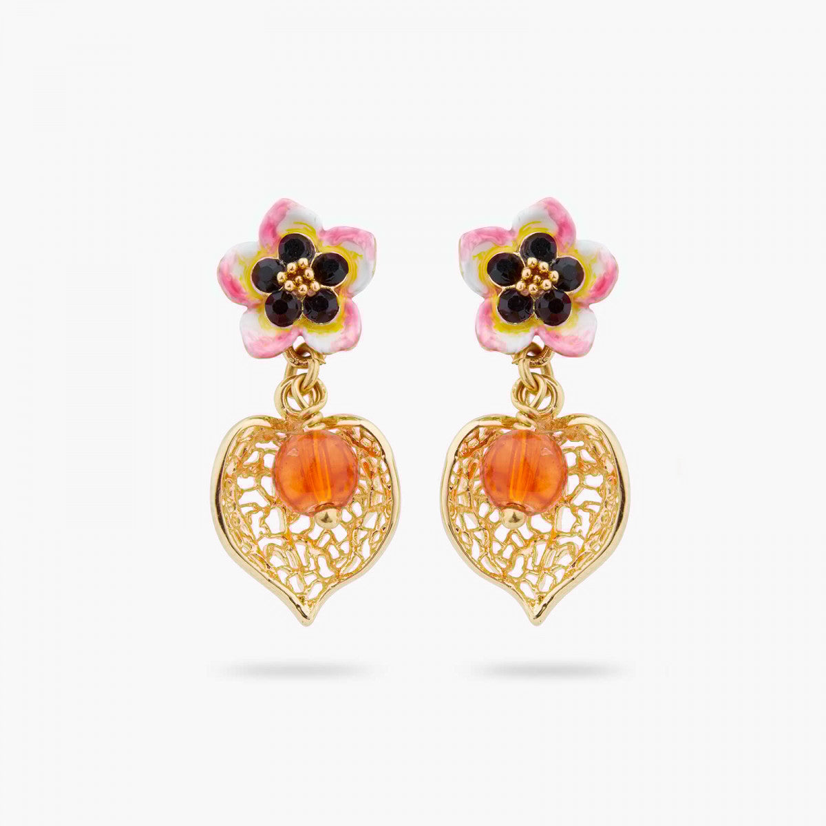 STUD EARRINGS TIARÉ FLOWER AND PHYSALIS POST EARRINGS