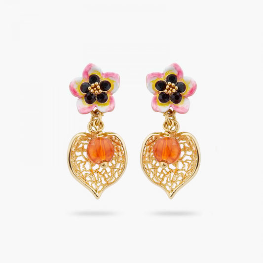 STUD EARRINGS TIARÉ FLOWER AND PHYSALIS POST EARRINGS