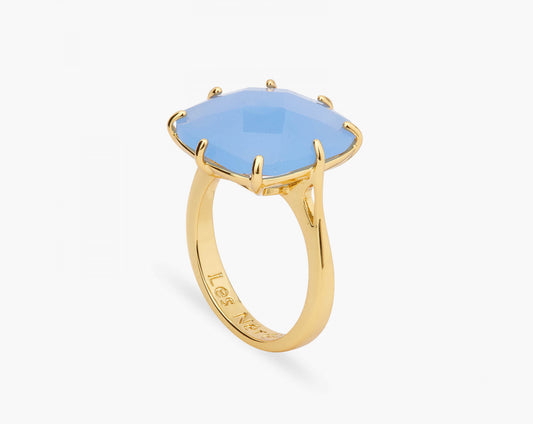 SOLITAIRE RING SKY BLUE DIAMANTINE SQUARE SOLITAIRE RING