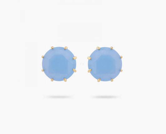 SKY BLUE DIAMANTINE ROUND STONE POST EARRINGS